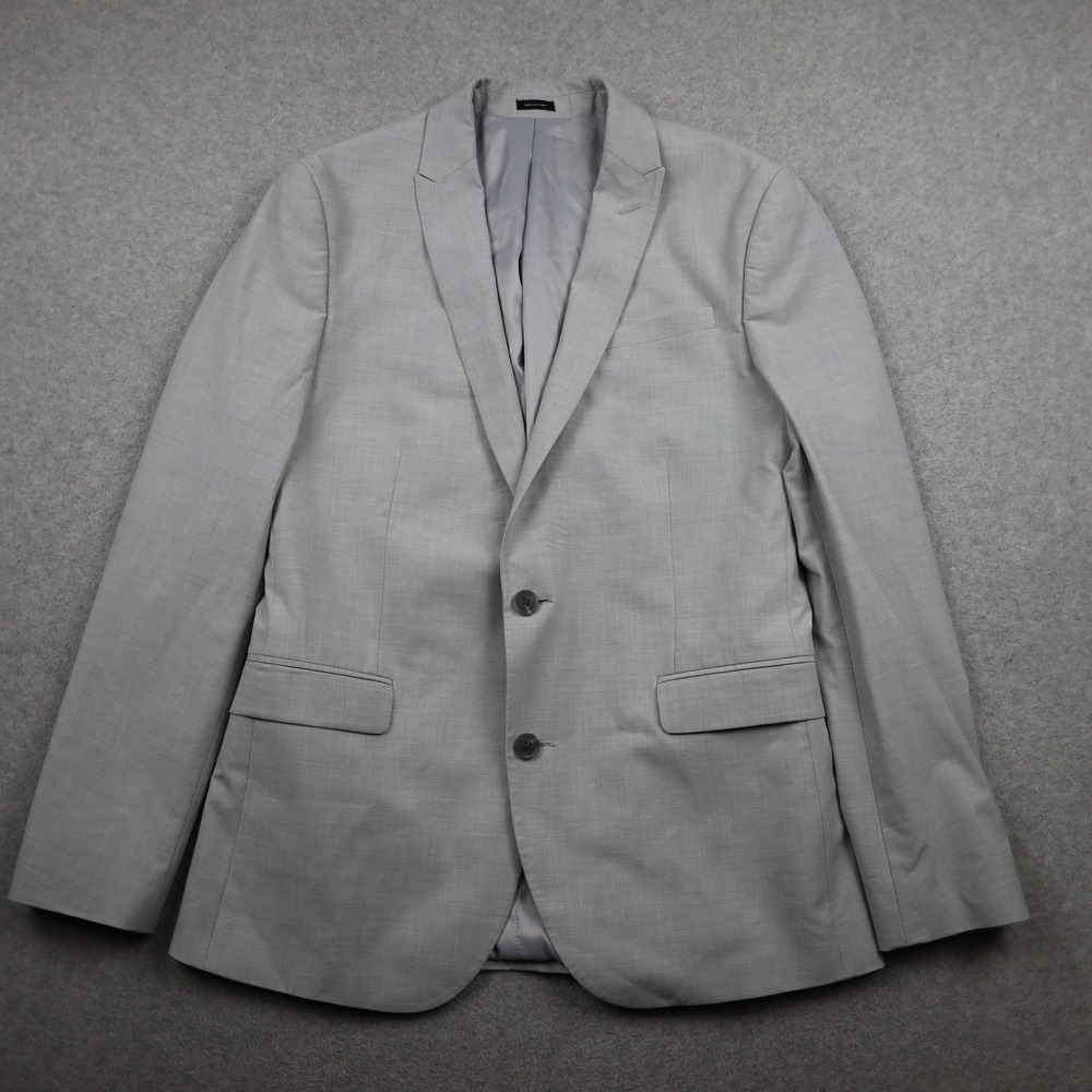 J.Ferrar Blazer Mens 40R Slim Light Gray Suit Jacket Two-Button Stretch Modern